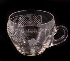 Puncsos készlet, csiszolt kristály, apró csorbával, merővel és 12 db csészével, m:26 cm kb 5 liter