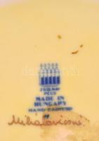 Zsolnay porcelán virágmintás váza és dobozka, kézzel festett, jelzett, hibátlan, m: 18 cm, 10×10×6 c...