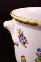 Herendi Viktória mintás porcelán kaspó, kézzel festett, jelzett, hibátlan, m: 14 cm, d: 16 cm