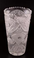 Ólomkristály váza, metszett, minimális hibákkal, m: 30,5 cm