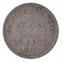 Franciaország / Második Császárság 1867BB 20c Ag "III. Napóleon" T:2,2-
France / Second E...