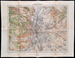 cca 1930 Budapest és környéke térképe, 1:75000, M. Kir. Állami Térképészet, 47×62 cm