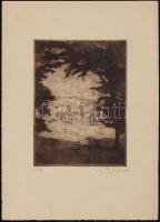 Bajor Ágost (1892-1958): Kilátás. Rézkarc, papír, jelzett, 20×15 cm