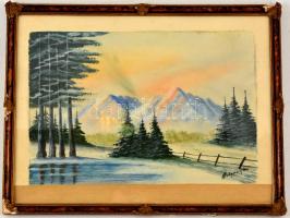 Mednyánszky jelzéssel: Hegyvidéki táj. Akvarell, papír, üvegezett keretben, 23×33 cm