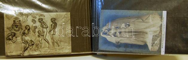 Szobrok régi képeslapokon, 31 db, levélberakóban