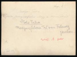 cca 1910 Magas-Tátra, a Menguszfalvi-völgy a kocsiútról, Erdélyi Mór felvétele, hátulján feliratozva...