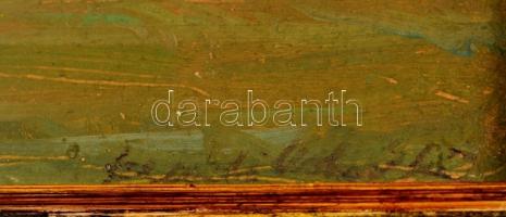 Szegedi Molnár Géza (1906-1970): Alföldi táj. Olaj, karton, jelzett, üvegezett keretben, 26×35 cm