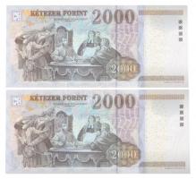 2010. 2000Ft "CA" (2x) sorszámkövetők T:I