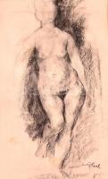 Czóbel jelzéssel: Női akt vázlat. Szén, papír, 33×22 cm