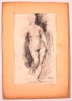 Czóbel jelzéssel: Női akt vázlat. Szén, papír, 33×22 cm
