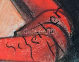 Scheiber jelzéssel: Kalapos hölgy. Pasztell, papír, 43×30 cm