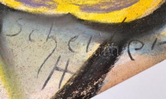 Scheiber jelzéssel: Hölgy fátyolban. Pasztell, papír, 43×30 cm