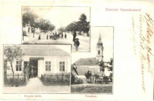 1915 Dunaalmás, Fő utca, templom, Kuszák Gyula üzlete (fl)