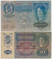 1902. 1000K piros "Deutschösterreich" felülbélyegzés, rajzos hátlap + 1913. 20K + 1915. 10...