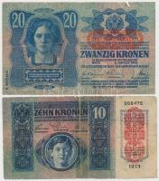 1902. 1000K piros "Deutschösterreich" felülbélyegzés, rajzos hátlap + 1913. 20K + 1915. 10...