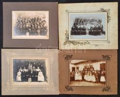 1910-1928 3 db MariaZell-i bucsújárós fotó, valamint egy esküvői fotó, fotó kartonon, többnyire foltos kartonokkal, az esküvői fotó sarka sérült, hiányos, 11x16 cm és 12x17 cm közötti méretben.