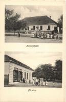 Füzesabony, Községháza, Fő utca, gyógyszertár (képeslapfüzetből / from postcard booklet)