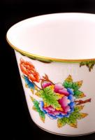 Herendi Viktória mintás porcelán virágcserép, 2 db, alátéttel, 2 db, kézzel festett, jelzett, hibátl...