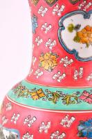 Kínai padlóváza, kézzel festett, jelzett, apró kopásnyomokkal, m: 40 cm