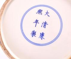 Kínai padlóváza, kézzel festett, jelzett, apró kopásnyomokkal, m: 40 cm