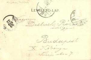 1899 Győr, Deák utca, Veöreös palota, Kisfaludy Kávéház. Pannónia papírkereskedés kiadása  (r)