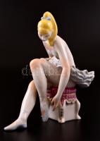 Jelzett szovjet balerina, kézzel festett, kopott, m 20 cm