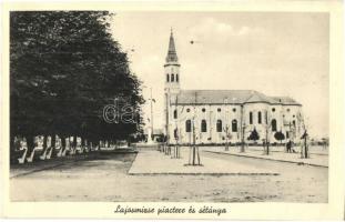 1943 Lajosmizse, Piac tér és sétány, templom