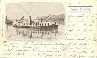 1899 Mohács, Margitta-sziget csavargőzös hajó, Rosenthal Márk kiadása (EK)