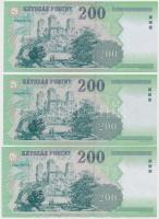 2005. 200Ft (3x) "FA", "FB", "FC" T:I