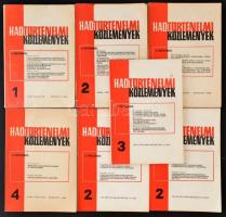 1984-1989 Hadtörténelmi közlemények 7 száma, egy ismétlődéssel. Változó állapotban, egy kötése szétvált.