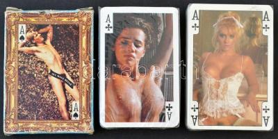 3 pakli erotikus francia kártya eredeti dobozában, közte egy férfi aktokkal
