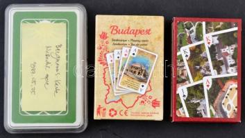 3 pakli játékkártya (Budapest, Magyar kastélyok és paloták, cseh kártya)