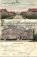 1905 Ózd, Új kolónia részlet, Vasgyári pénztár épület. Weinberger Bernát kiadása
