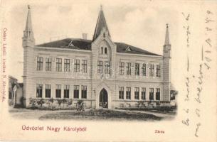 1902 Nagykároly, Carei; zárda. Csókás László kiadása / nunnery + BUDAPEST-KIRÁLYHÁZA mozgóposta
