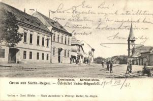 1906 Szászrégen, Reghin; Kereszt utca. Gust. Rösler kiadása / Kreutzgasse / street