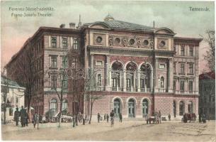 1910 Temesvár, Timisoara; Ferencz József színház, kispiac / theatre, small market