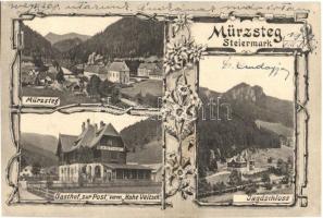 Mürzsteg, Gasthof zur Post, Jagdschloss / guest house, restaurant, hunting castle. Art Nouveau, floral (EK)