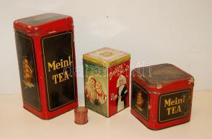 cca 1910 4 db szép régi fém kakaós és teásdoboz