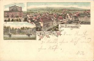 Bayreuth, Theater, Eremitage / castle, theatre. A. Rosenblatt floral, litho
