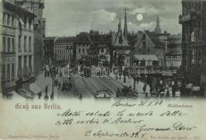 1898 (Vorläufer!) Berlin, Mühlendamm / street view at night