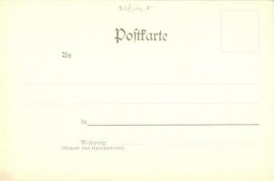 Wörishofen im Winter, Ski-Läufer, Dr. Baumgarten. Verlag Fritz Gerbmer / Art Nouveau winter montage ...