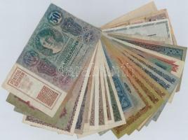 24db-os vegyes magyar korona, pengő és forint bankjegy tétel, közte egy ellátási jegy T:III