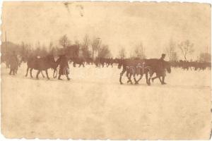 1917 Jassionov (Galícia), 34. gyalogezred trén lóvizsga / WWI K.u.K. military, horse exam in winter. photo