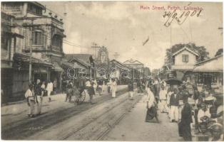 1908 Pettah (Colombo), main street, rickshaw (Rb)