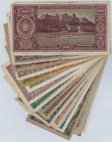 17db-os vegyes magyar pengő bankjegy tétel, közte "A Vöröshadsereg Parancsnoksága" T:I--II...