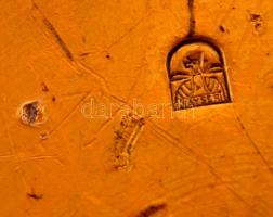 Kayser puttós gyertyatartó, bronz-spiáter, jelzett, apró horpadással a tetején, m:40 cm