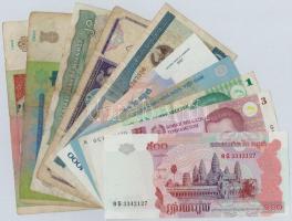 10db-os vegyes külföldi bankjegy tétel, közte Mianmar, Üzbegisztán, Kambodzsa, Vietnám és Tádzsikisztán T:I--III 10pcs of various banknotes, including Myanmar, Uzbekistan, Cambodia, Viet Nam and Tajikistan C:AU-F