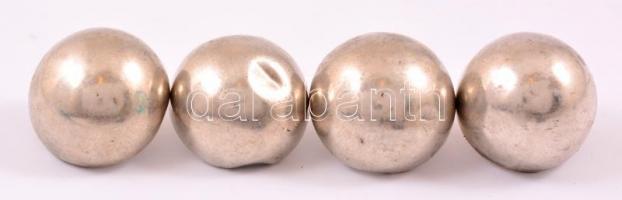 Antik ezüst(Ag) gombok, 4 db, jelzett, horpadással, sérüléssel, d: 2,5 cm, nettó: 53,4 g