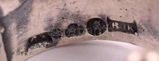 Ezüst(Ag) gyűrű, jelzett, méret: 52, nettó: 6,3 g