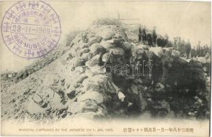 Wangtai, Captured by the Japanese on 1. Jan. 1905. Japanese soldiers, Russo-Japanese War military + 1909 Port Arthur War Museum